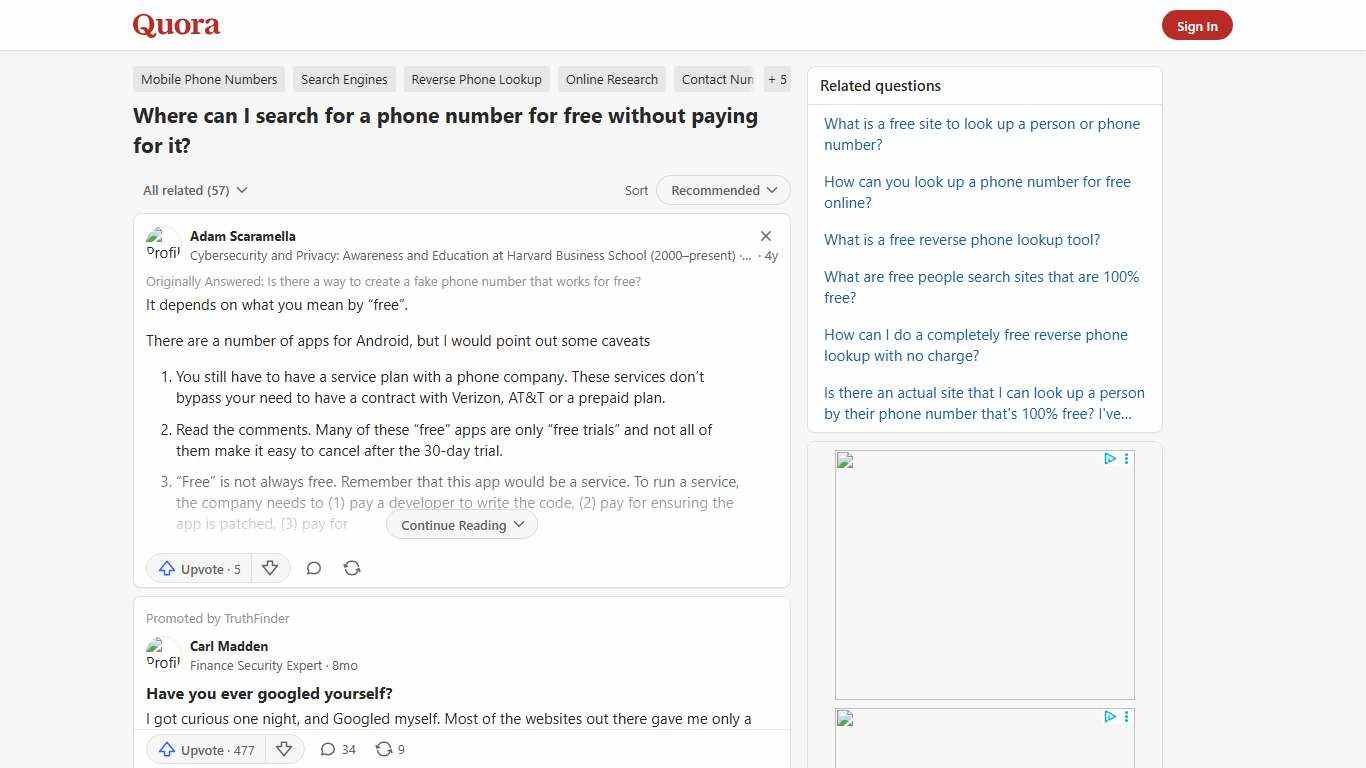 Where can I search for a phone number for free without paying for it? - Quora